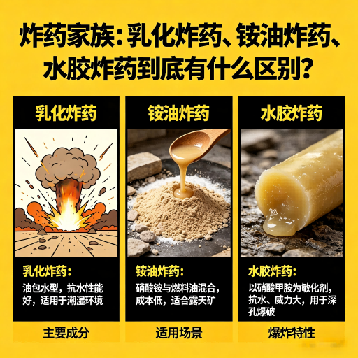 大化炸药家族：乳化炸药、铵油炸药、水胶炸药到底有什么区别？